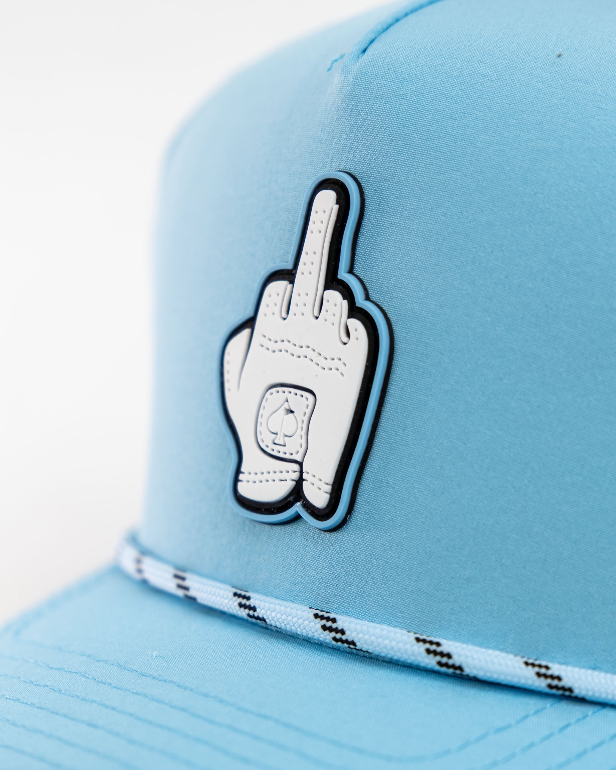 Middle Finger Baby Blue - Perforated Rope Hat